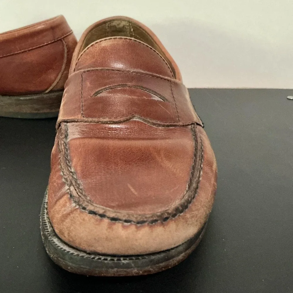 Sebago Classic Handsewn Burgundy Brown Leather Penny Loafers Mens 7D 73193